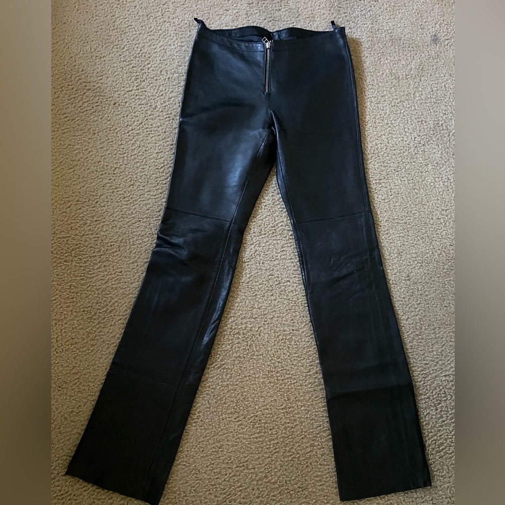 Moda International Black Leather Pants Sz 4